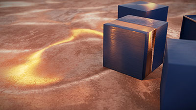 NPCC cubes on a copper floor